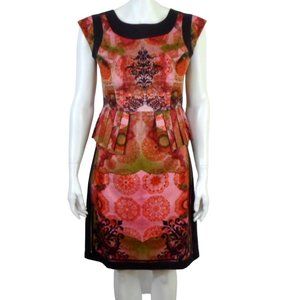 Ashish N Soni Anthropologie Medallion Print Cap Sleeve Peplum Dress